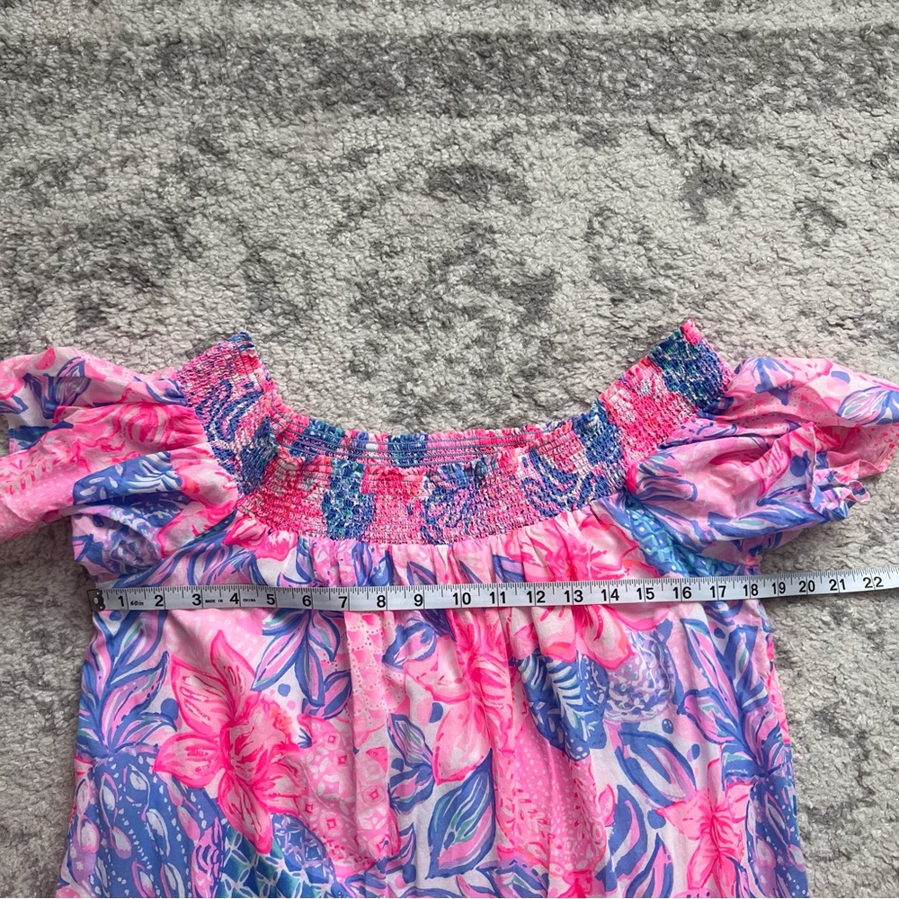 Lilly Pulitzer Dezi Off Shoulder Maxi Dress Pink Isle Snappy Turtle Preppy XL - Picture 7 of 10